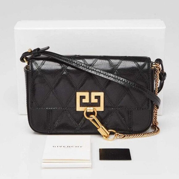 Givenchy Black Quilted Leather GV3 Crossbody Bag - Picture 11 of 11